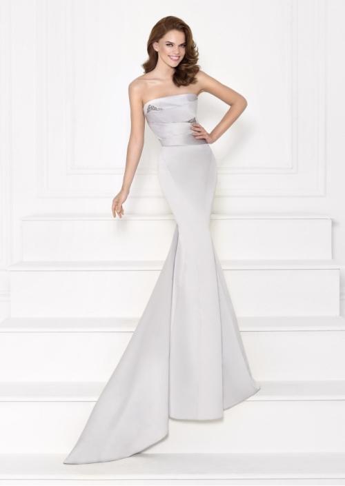 Tarik Ediz - Strapless Mermaid Gown 92725 in Silver