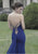 Tarik Ediz - Sleeveless Sheer Long Dress 92747 in Blue