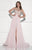 Tarik Ediz - Illusion Neck A-Line Gown 92758 in Pink