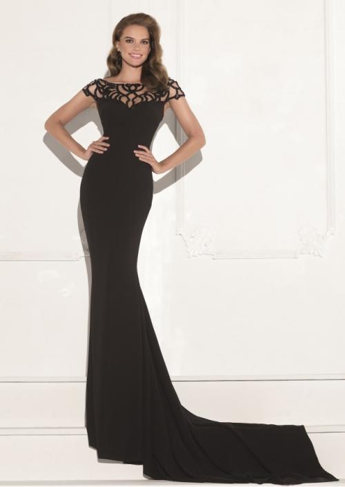 Tarik Ediz - Lattice Long Dress 92759 in Black
