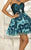 Blush - 9275 Ornate Floral Strapless Dress In Green