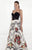 Tarik Ediz - Lace Floral Printed Satin Gown 92769 in Black and Print