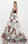 Tarik Ediz - Lace Floral Printed Satin Gown 92769 in Black and Print