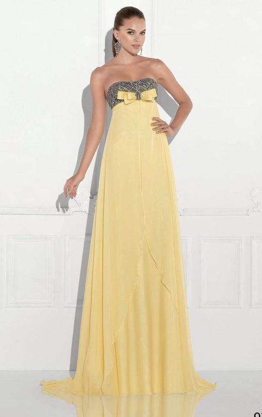 Tarik Ediz - Modified Sweetheart A-Line Dress 92780 in Yellow
