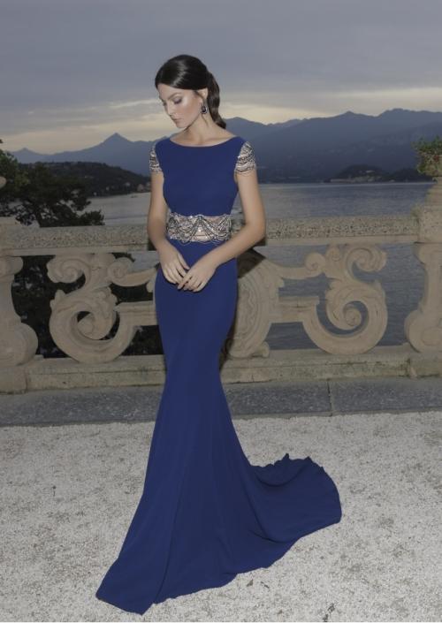 Tarik Ediz - Bateau Neck Sheath Gown 92789