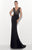 Tarik Ediz - V Neck Long Dress 92798 in Black