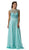 Dancing Queen - 9279 Embellished Sheer Bodice Cap-Sleeve Prom Dress in Blue