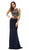 Dancing Queen - 9280 Bead Embellished Midriff Cutout Prom Dress In Blue
