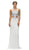 Dancing Queen - 9280 Bead Embellished Midriff Cutout Prom Dress In White