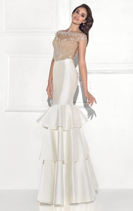 Tarik Ediz - Bateau Neck Mermaid Gown 92815 in White