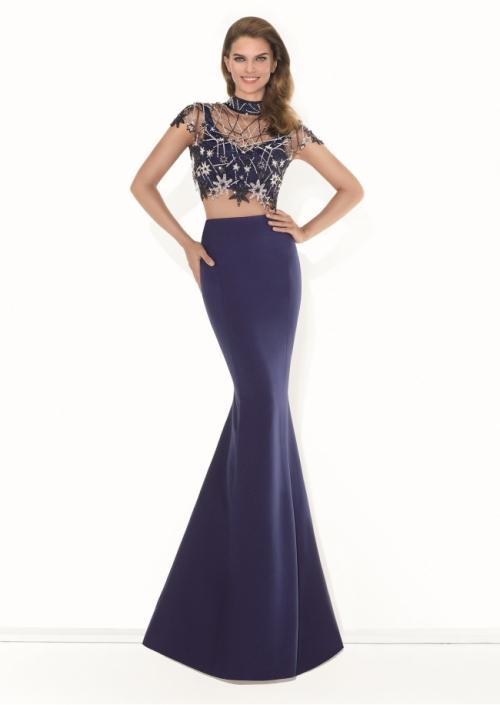 Tarik Ediz - Two Piece Trumpet Gown 92816 in Blue