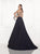 Tarik Ediz - Bateau Neck A-Line Dress 92818 in Blue