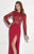 Tarik Ediz - Long Sleeves Lace Dress 92821 in Red