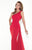 Tarik Ediz - Asymmetrical Neck Sheath Gown 92823 in Red