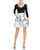Adrianna Papell - Quarter Sleeve Scoop Floral A-line Dress in Black and White