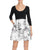 Adrianna Papell - Scoop Neck A-line Dress AP1E201207 in White and Multi-Color