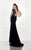 Tarik Ediz - 92827 Deep V-Neck Leaf Detail Evening Gown In Black
