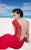 Tarik Ediz - 92827 Deep V-Neck Leaf Detail Evening Gown In Red