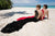 Tarik Ediz - 92827 Deep V-Neck Leaf Detail Evening Gown In Black and Red