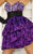 Blush - 9282 Strapless Zebra Print Cocktail Dress In Purple and Black