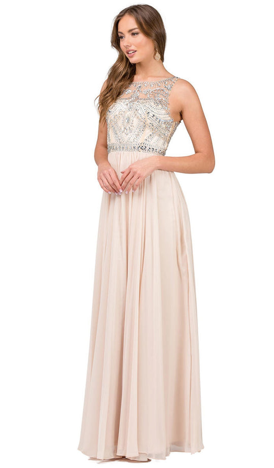 Dancing Queen - 9282 Rhinestone-Crusted Illusion A-Line Prom Dress