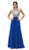 Dancing Queen - 9298 Embellished Halter A-line Evening Dress in Blue
