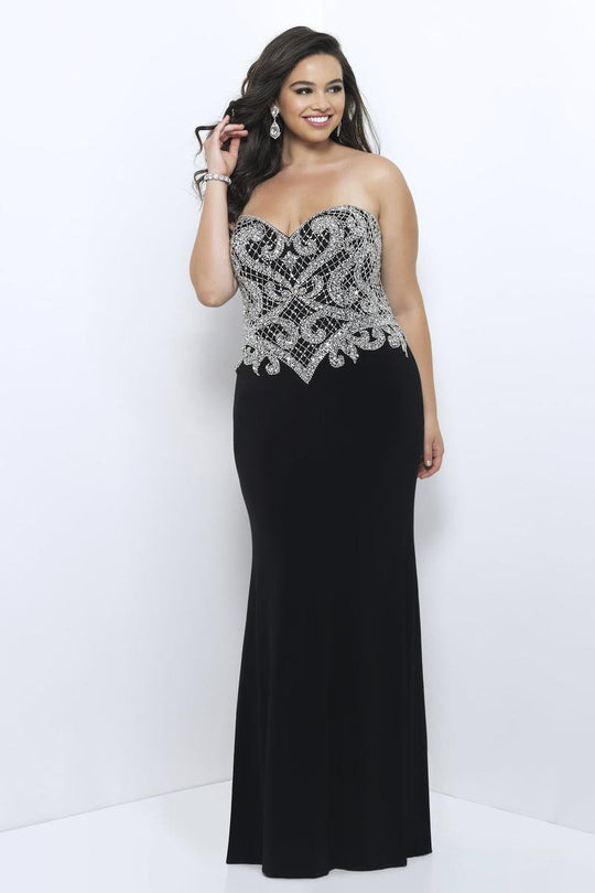Embellished Strapless Jersey Sheath  Gown 9301W