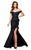 Tarik Ediz - Off The Shoulder Ruffle Detail Gown 93168 in Black