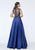 Tarik Ediz - 93197 Pleated Jewel A-line Dress In Blue