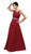 Dancing Queen - 9325 Embroidered Lace Scoop Neck Chiffon Prom Dress In Red