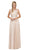 Dancing Queen - 9325 Embroidered Lace Scoop Neck Chiffon Prom Dress In Nude