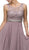 Dancing Queen - 9325 Embroidered Lace Scoop Neck Chiffon Prom Dress In Brown