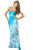 Blush - Strapless Multi Color Long Dress 9330 in Blue