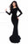 Tarik Ediz - 93306 Long Sleeve Jeweled Applique Gown In Black
