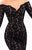Tarik Ediz - 93310 Long Sleeve Off-Shoulder Detail Lace High-Low Gown In Black