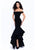 Sleek Off-Shoulder Ruffled Sheath Dress 93311 in Black