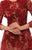 Tarik Ediz - 93316 Quarter Sleeve Floral Lace Tea-Length Dress In Red