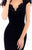 Tarik Ediz - 93317 Cap Sleeve Floral Appliqued Knee Length Dress In Black