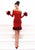 Tarik Ediz - 93330 Off- Shoulder Crepe and Lace Short Dress In Red