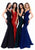 Tarik Ediz - 93331 Embellished Deep V-neck Mermaid Dress In Red and Green