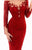 Tarik Ediz - 93334 Illusion Neckline Lace Embellished Evening Gown in Red
