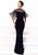 Tarik Ediz - 93340 Fringed Crepe Mermaid Gown In Blue