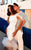 Tarik Ediz - 93344 Long Illusion Sleeve Applique Ornate High Low Dress In White