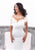 Tarik Ediz - 93345 Floral Applique Fringe Cape Sheath Dress In White