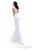 Tarik Ediz - 93351 Lace Deep V-Neck Jacquard Mermaid Gown In White