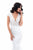 Tarik Ediz - 93351 Lace Deep V-Neck Jacquard Mermaid Gown In White