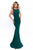 Tarik Ediz - 93352 Scoop Neckline Mermaid Evening Gown  In Green