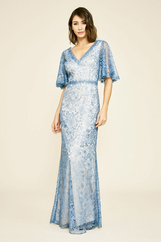 Tadashi Shoji - Corvus Sequin Lace Gown In Blue