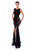 Tarik Ediz - 93440 Lace Applique Jewel Neck Sheath Dress In Black