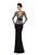 Tarik Ediz - 93498 Deep V-neck Sheath Gown with Beaded Jacket In Black